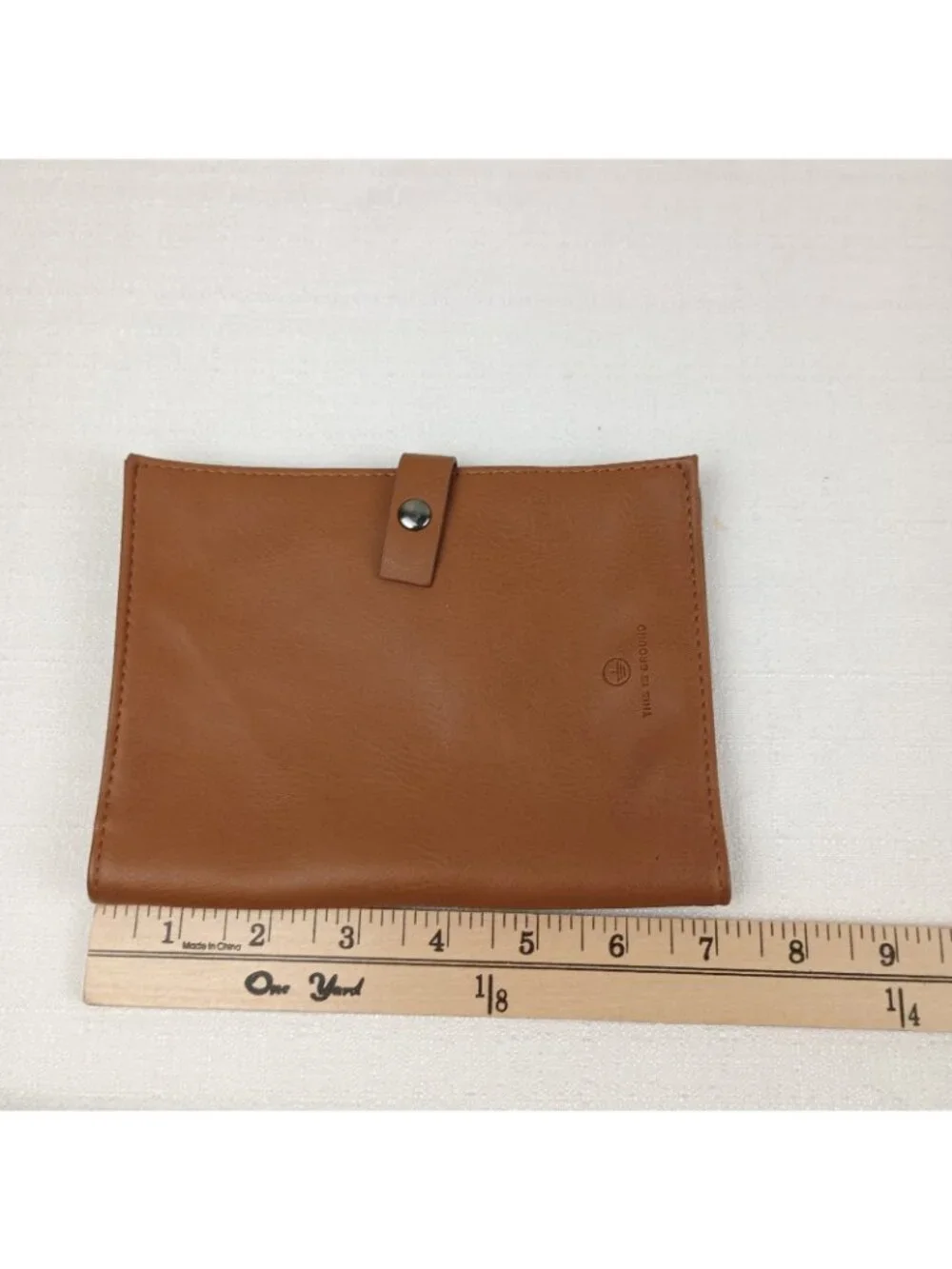 American Airlines This Is Ground Leather Travel Document Case brown snap pouch